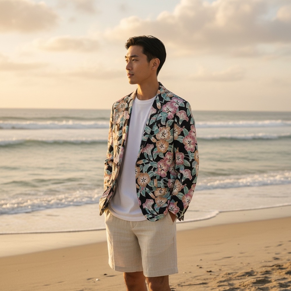CHUBBIES Tropical Floral Lightweight Single Breasted Blazer